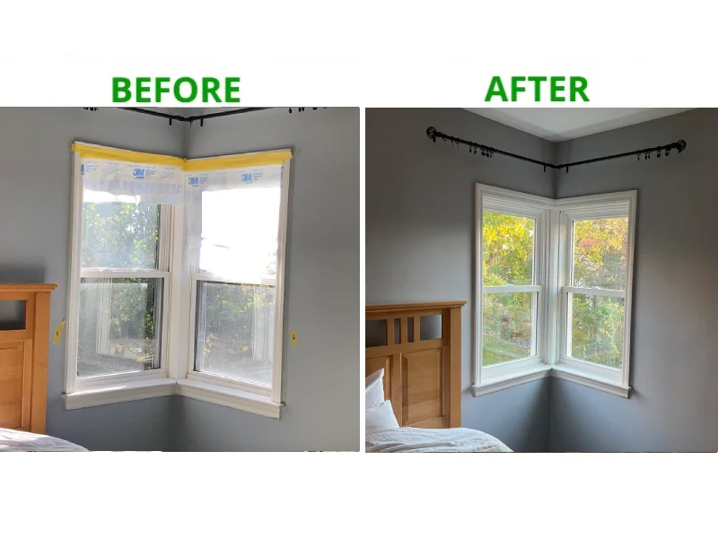 Window before installation and after installation